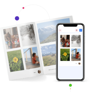 vue de l'intérieur d'un livre photos uunni et de le plateforme vue sur un smartphone